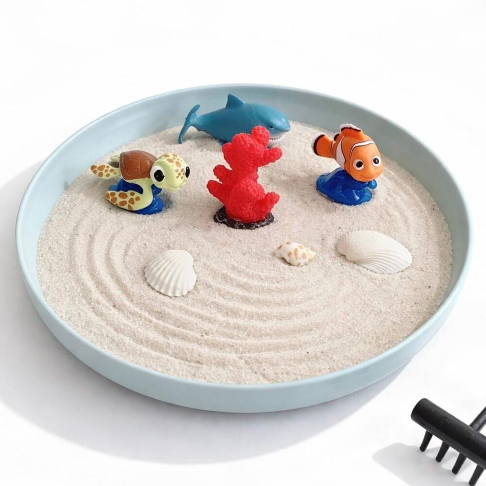 Mini Ocean Zen Garden Kit with Sea Animals, Sand Tray Desk Decor